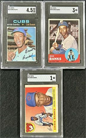 Ernie Banks SGC Graded Lot (3)