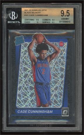 2021 Donruss Optic Black Velocity #161 Cade Cunnningham 11/39 RC BGS 9.5