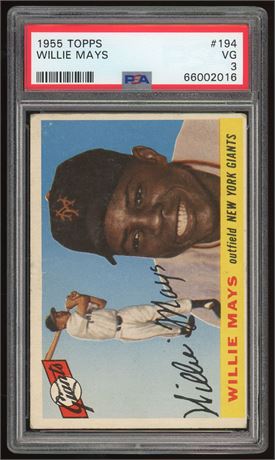 1955 Topps #194 Willie Mays Hi# PSA 3 VG