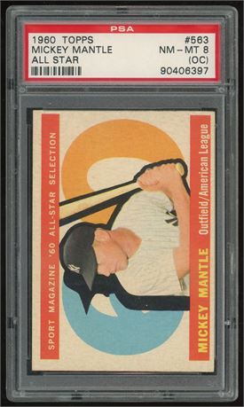 1960 Topps #563 Hi# Mickey Mantle All-Star PSA 8(OC)