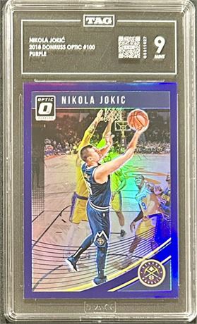 2018 Donruss Optic #100 Nikola Jokic Purple Prizm TAG 9 MINT
