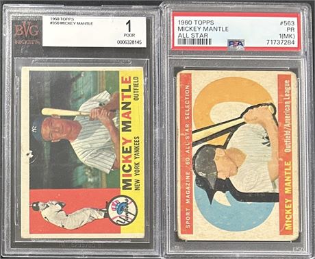 1960 Topps Graded Mickey Mantle Lot (2)