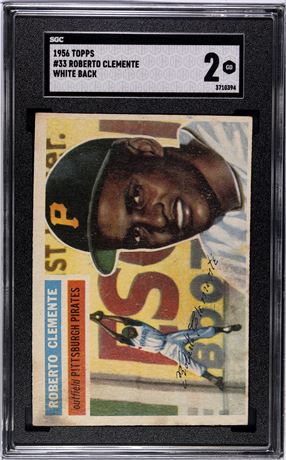 1956 Topps #33 Roberto Clemente White Back SGC 2 GOOD