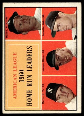 1961 Topps #44 American League 1960 Home Run Leaders w/ Mantle/Maris VG