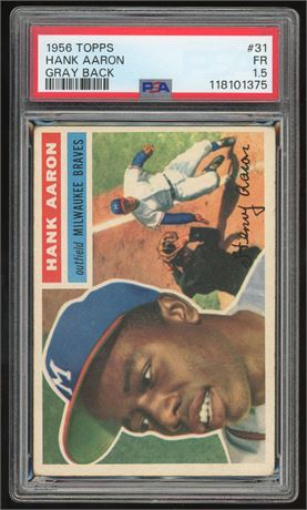 1956 Topps #31 Hank Aaron Gray Back PSA 1.5 FAIR