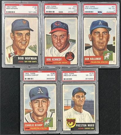 1953 Topps Graded Lot (5) PSA 4-5's