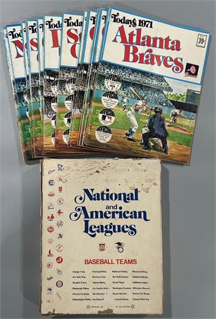 1971 Dell Today's Team Stamps Complete Set (24 Books, 600 Stamps) w/ Box (READ)