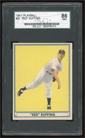 1941 Playball #20 "Red" Ruffing SGC 7.5 NM+