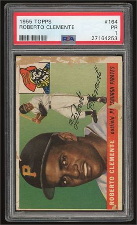 1955 Topps #164 Roberto Clemente RC PSA 1 POOR