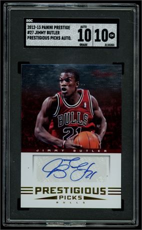 2012 Panini Prestige #27 Jimmy Butler RC Prestigious Picks Auto SGC 10 Auto 10