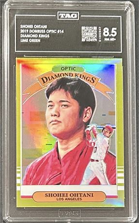 2019 Donruss Optic #14 Diamond Kings Shohei Ohtani Lime Green TAG 8.5 NMMT+