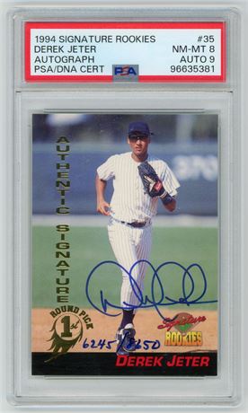 1994 Signature Rookies #35 Derek Jeter 6245/8650 PSA 8 Auto 9