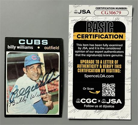 1971 Topps #350 Billy Williams Auto PSA