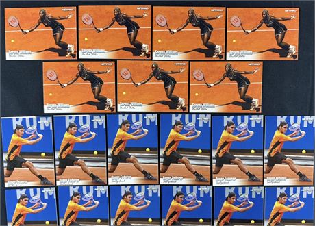 2003 NetPro Tennis Raw Lot (21) w/ Serena Williams (7), and Roger Federer (14)