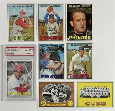 1967 Topps Stars Lot (8) w/ Rose, Kaline, Uecker EXMT AVG READ