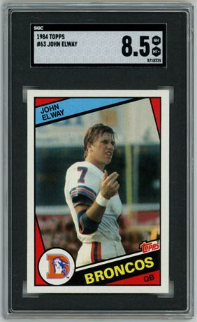 1984 Topps #63 John Elway RC SGC 8.5 NMMT+ (Slab Has Crack On Back)