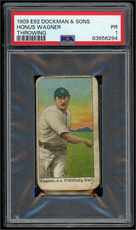 1909 E92 Dockman & Sons Honus Wagner Throwing PSA 1 POOR