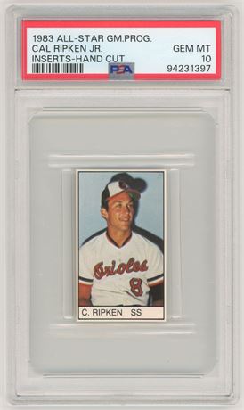 1983 All-Star Game Program Cal Ripken Jr Inserts Hand Cut PSA 10 GEM MINT