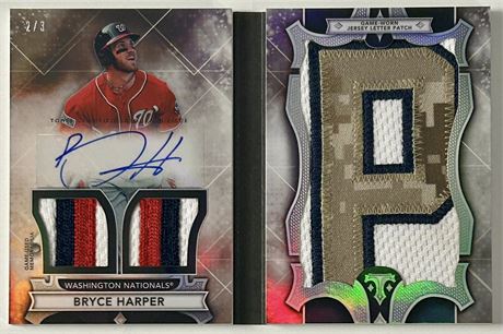 2015 Topps Triple Threads Baseball Bryce Harper 2/3 Letter Plus Autograph Relics