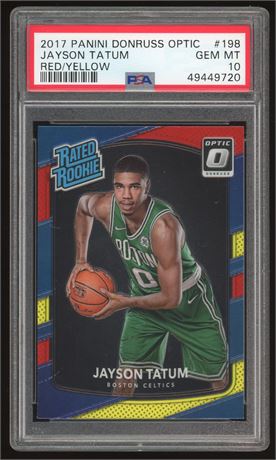 2017 Panini Donruss Optic #198 Jayson Tatum RC Red/Yellow PSA 10 GEM MINT