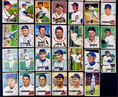 1951 Bowman Baseball Low Grade Lot (48) w/ Tommy Henrich Hi#
