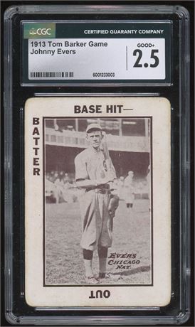 1913 Tom Barker Game Johnny Evers CGC 2.5 GOOD+
