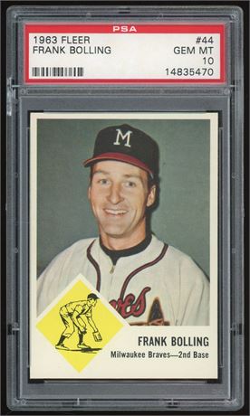 1963 Fleer #44 Frank Bolling PSA 10 GEM MINT POP 7