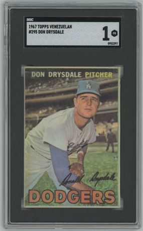 1967 Topps Venezuelan #295 Don Drysdale SGC 1 POOR