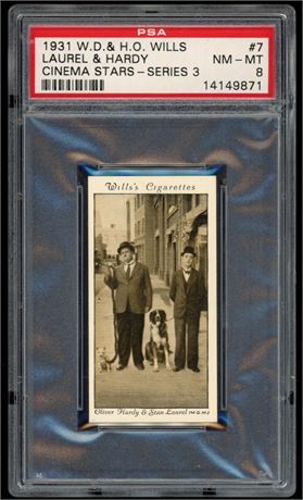 1931 W.D.&H.O Wills #7 Laurel & Hardy Cinema Stars-Series PSA 8