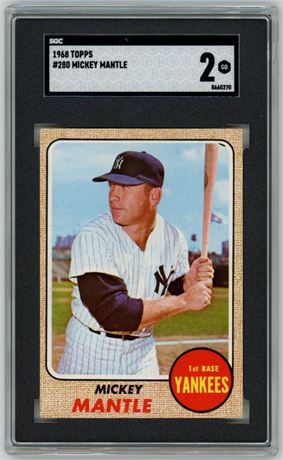 1968 Topps #280 Mickey Mantle SGC 2 GOOD