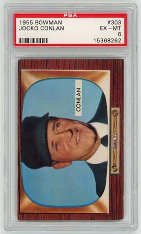 1955 Bowman #303 Jocko Conlan Hi # PSA 6 EXMT