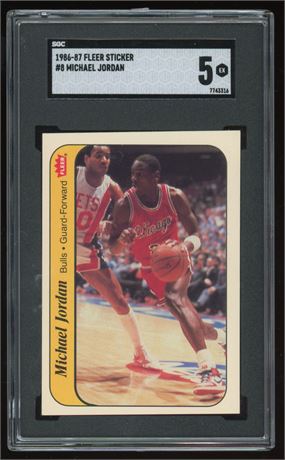 1986 Fleer Sticker #8 Michael Jordan RC SGC 5 EX (READ)