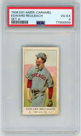 1908 E91 American Caramel Edward Reulbach Set A PSA 4 VGEX