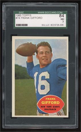 1960 Topps #74 Frank Gifford SGC 7 NM