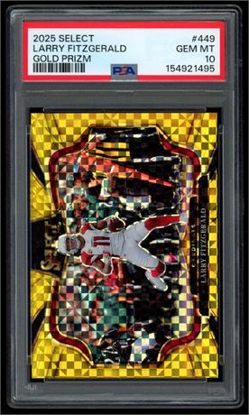 2025 Select #449 Larry Fitzgerald Gold Prizm 09/10 PSA 10