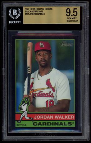 2025 Topps Heritage Chrome #451 Jordan Walker Black Refractor 13/76 BGS 9.5
