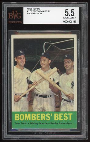 1963 Topps #173 Bombers' Best Mickey Mantle BVG 5.5 EX+