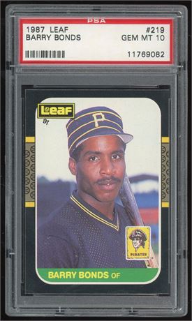 1987 Leaf #219 Barry Bonds RC PSA 10 GEM MINT TUFF CARD
