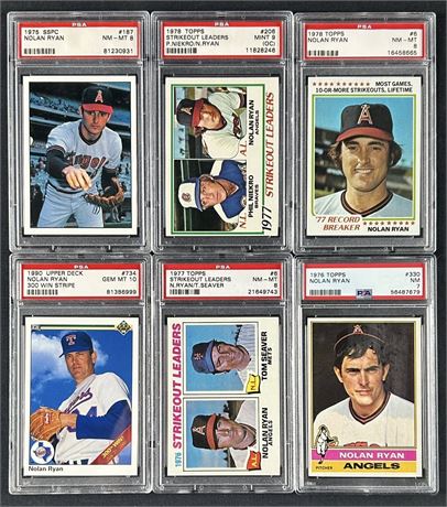 1975-1990 Nolan Ryan PSA Graded Lot (6)