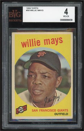 1959 Topps #50 Willie Mays BVG 4 VGEX