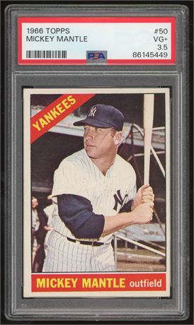 1966 Topps #50 Mickey Mantle PSA 3.5 VG+