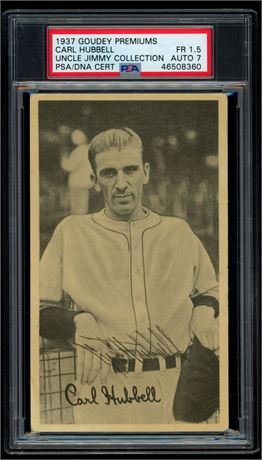 1937 Goudey Premiums Carl Hubbell PSA 1.5 Fair Auto 7 Uncle Jimmy Collection