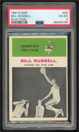 1961 Fleer #62 Bill Russell In Action PSA 4 VGEX