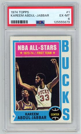 1974 Topps #1 Kareem Abdul-Jabbar All-Star PSA 6 EXMT
