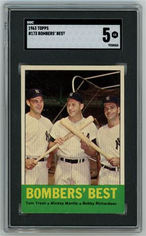 1963 Topps #173 Mickey Mantle Bombers' Best SGC 5 EX