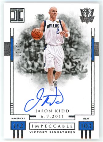 2017 Panini Impeccable Jason Kidd Victory Signatures 12/99 On Card Auto