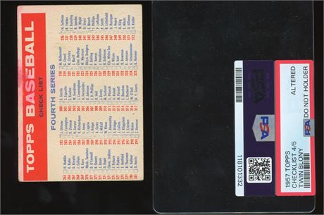 1957 Topps Checklist 4/5 Twin Blony Altered READ