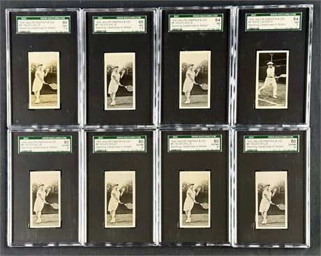 1930 Major Drapkin & Company Tennis SGC 6-7.5 Graded Lot (8) w/ Wills, & LaCoste