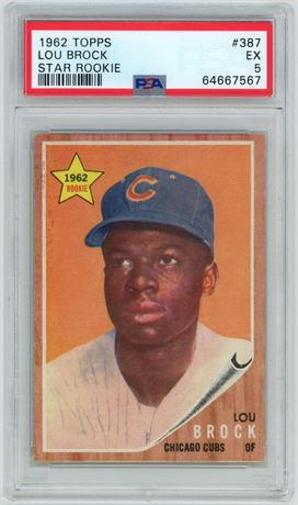 1962 Topps #387 Lou Brock RC PSA 5 EX