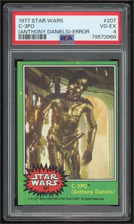 1977 Star Wars #207 C-3PO (Anthony Daniels) Golden Rod Error PSA 4 VGEX